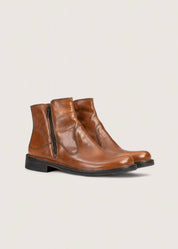 Bubetti 2558 Bred cognac støvle med dobbelt lynlås
