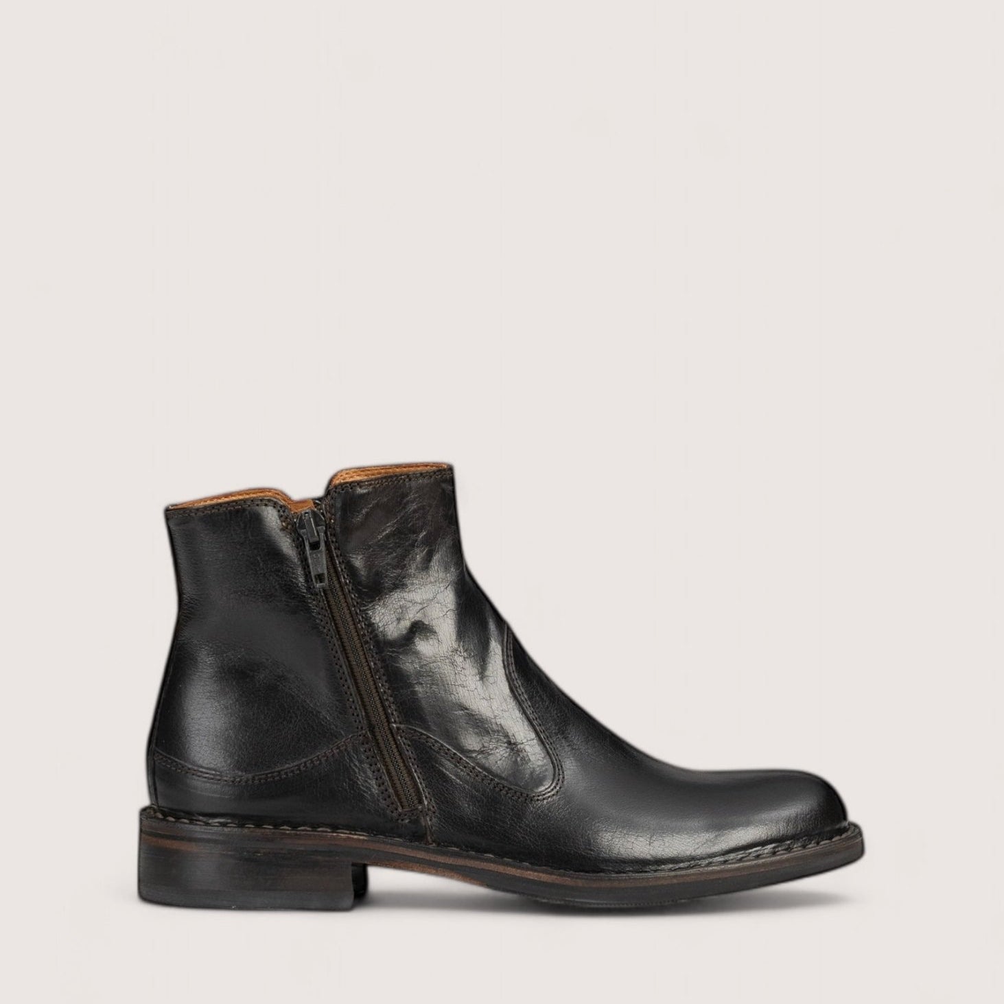 Bubetti 2558 Bred mørk brun støvle med dobbelt lynlås