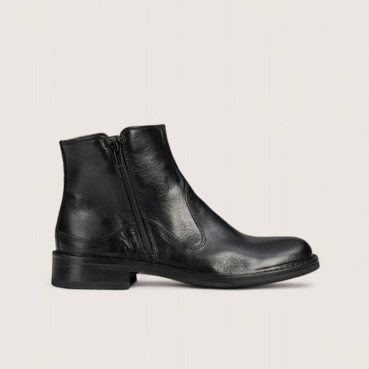 Bubetti 2558 Bred sort støvle med dobbelt lynlås