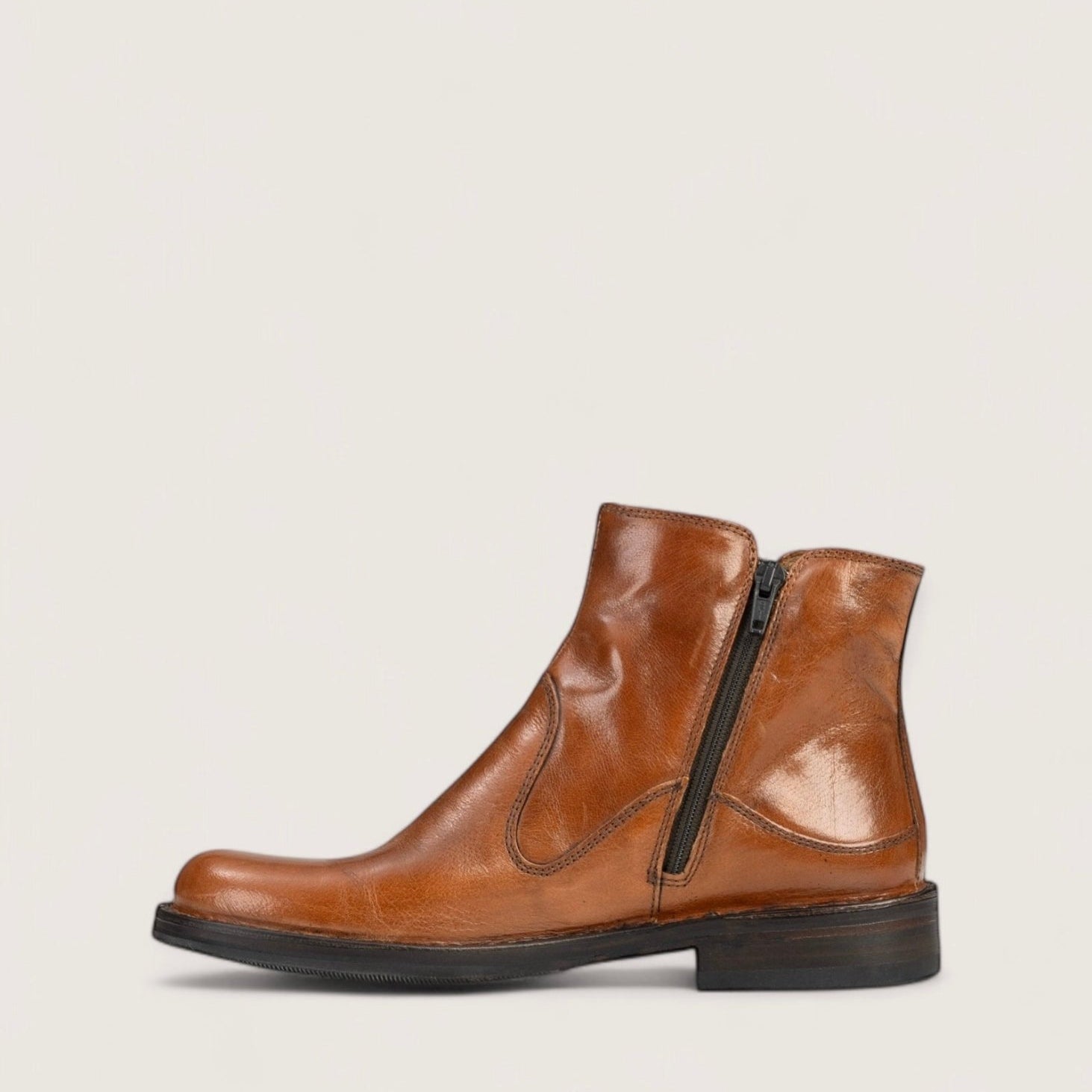 Bubetti 2558 cognac støvle med dobbelt lynlås