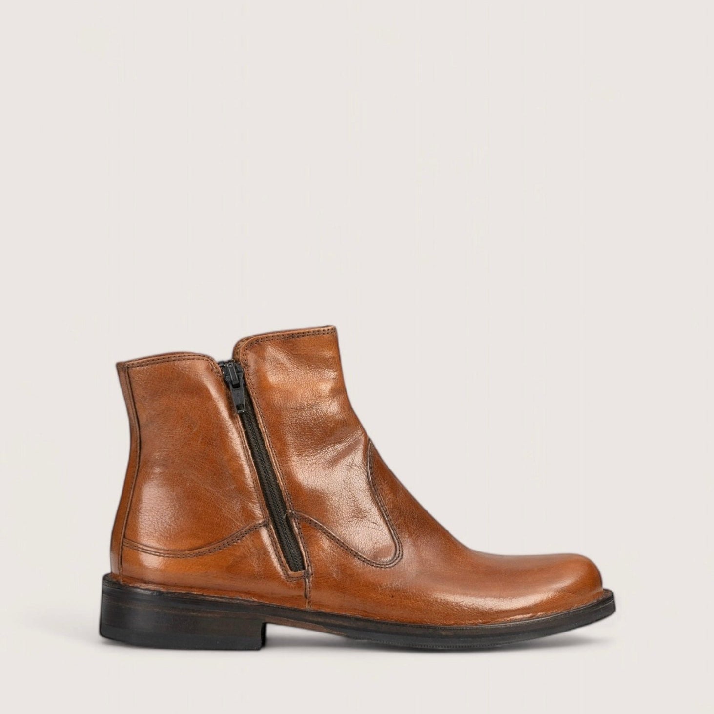 Bubetti 2558 cognac støvle med dobbelt lynlås