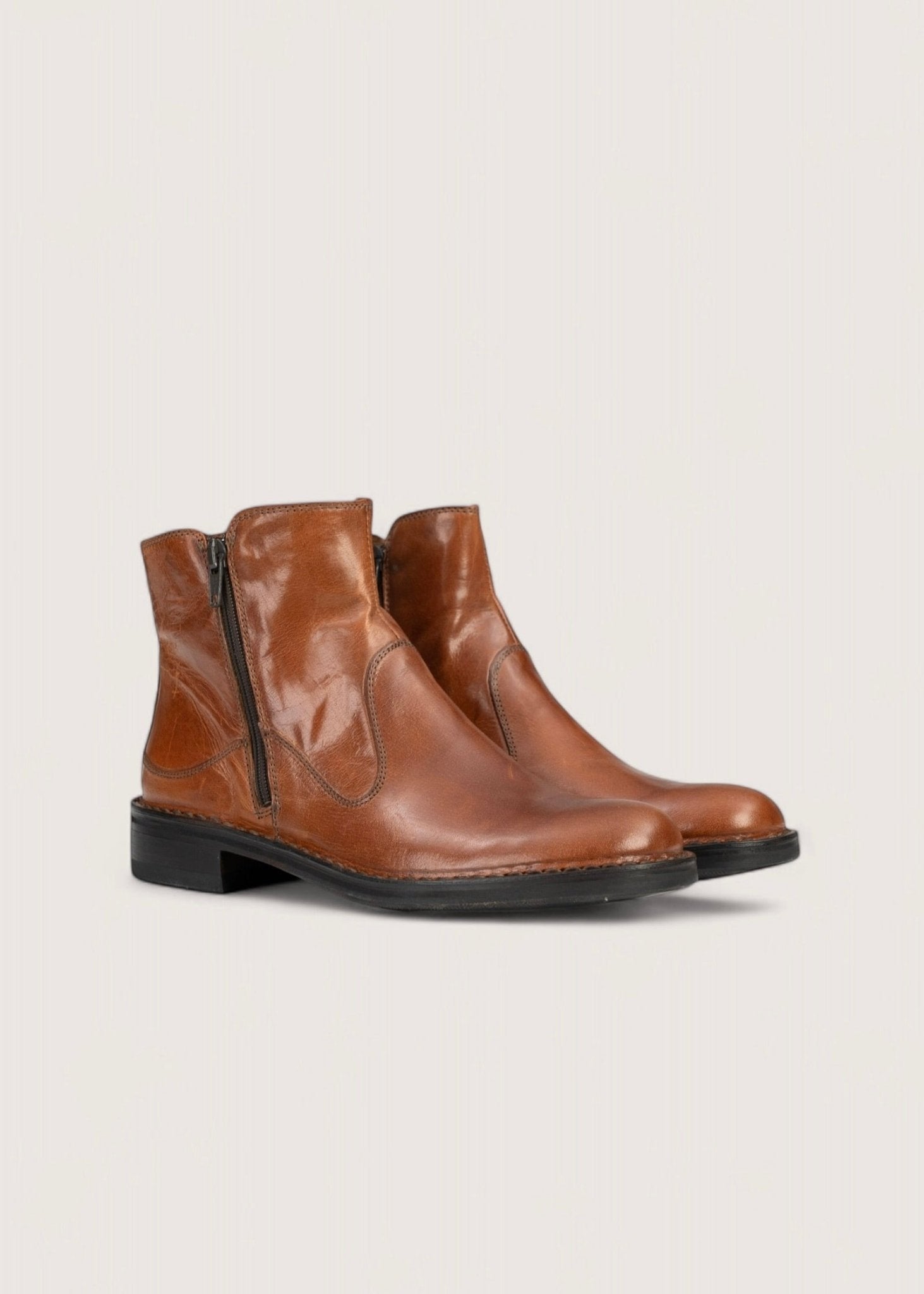 Bubetti 2558 cognac støvle med dobbelt lynlås