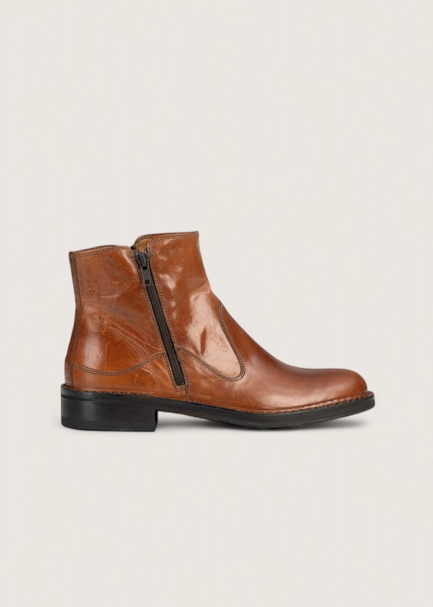 Bubetti 2558 cognac støvle med dobbelt lynlås
