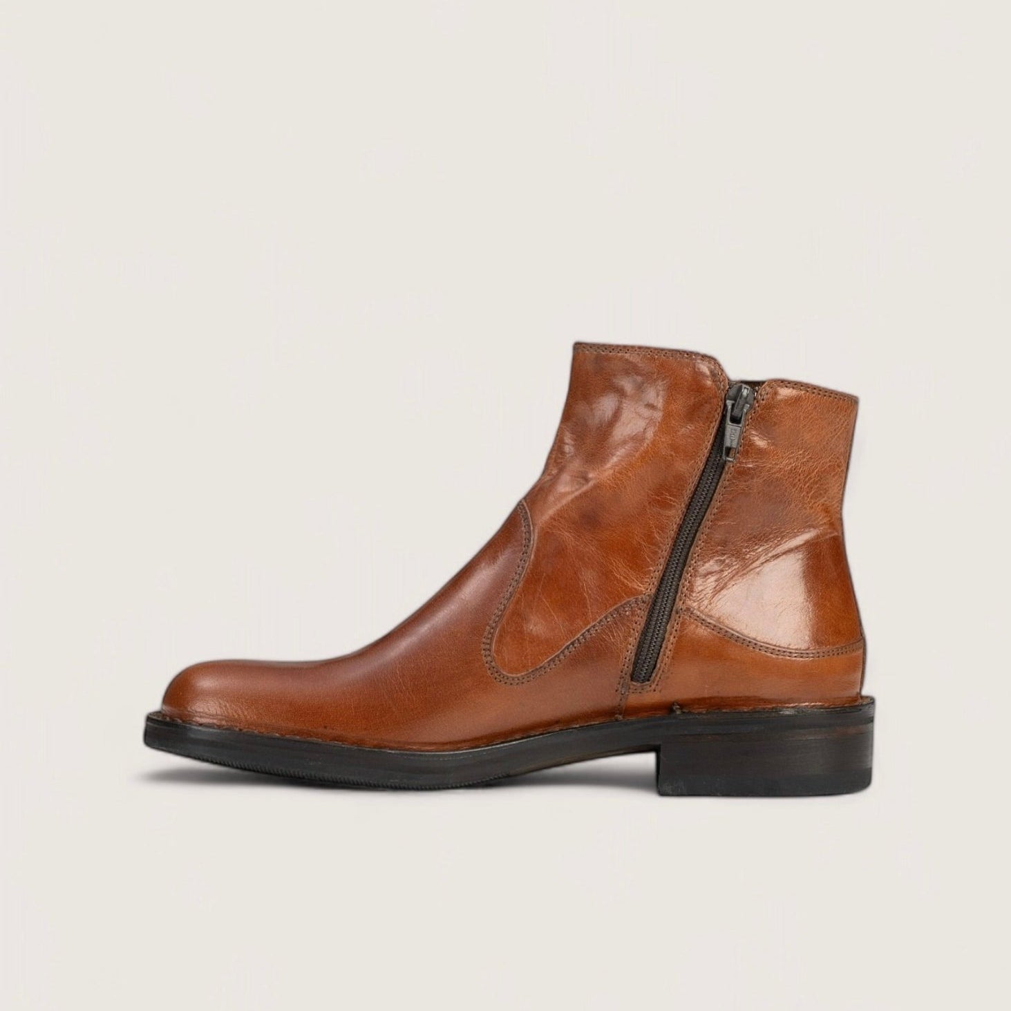 Bubetti 2558 cognac støvle med dobbelt lynlås