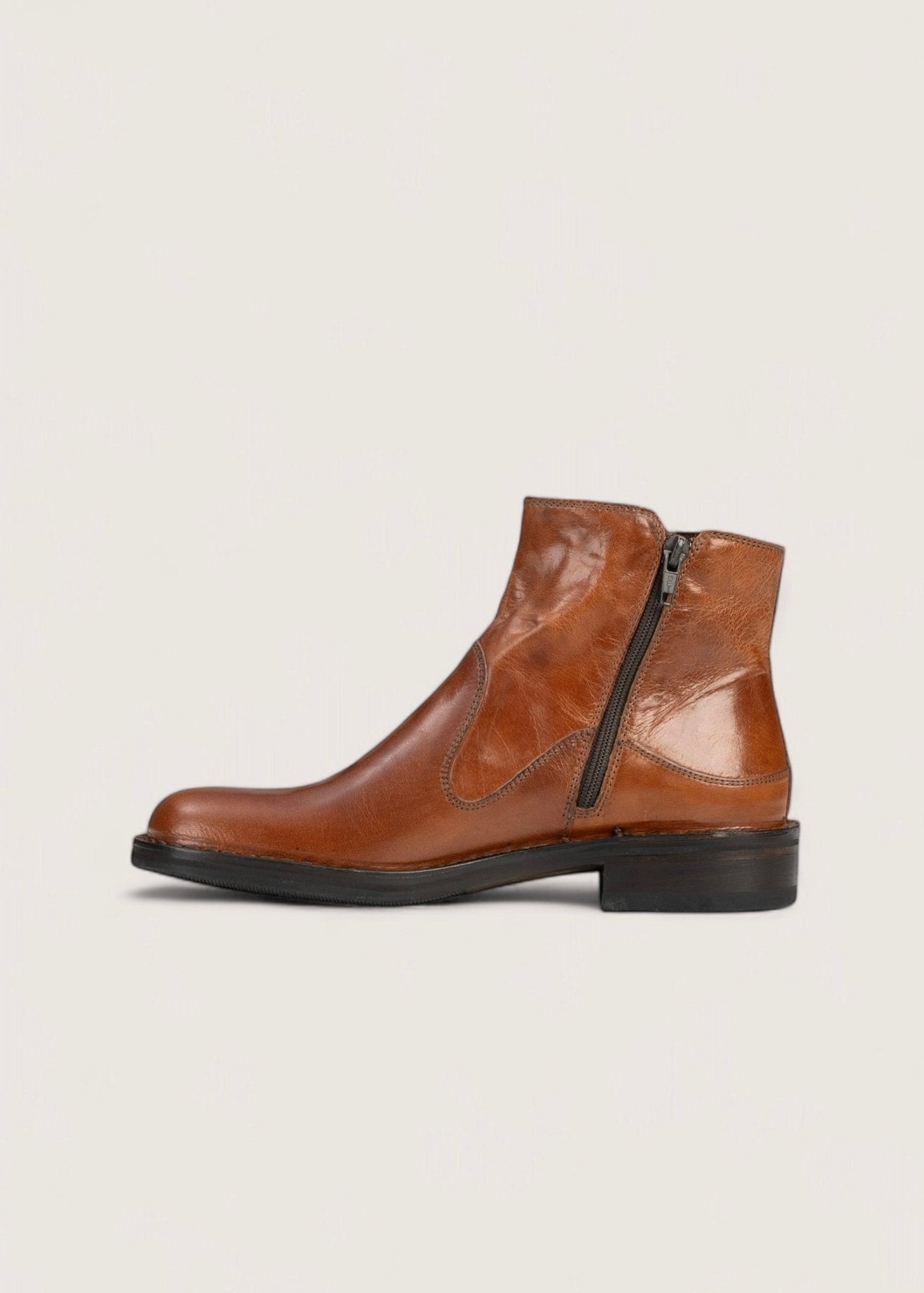 Bubetti 2558 cognac støvle med dobbelt lynlås