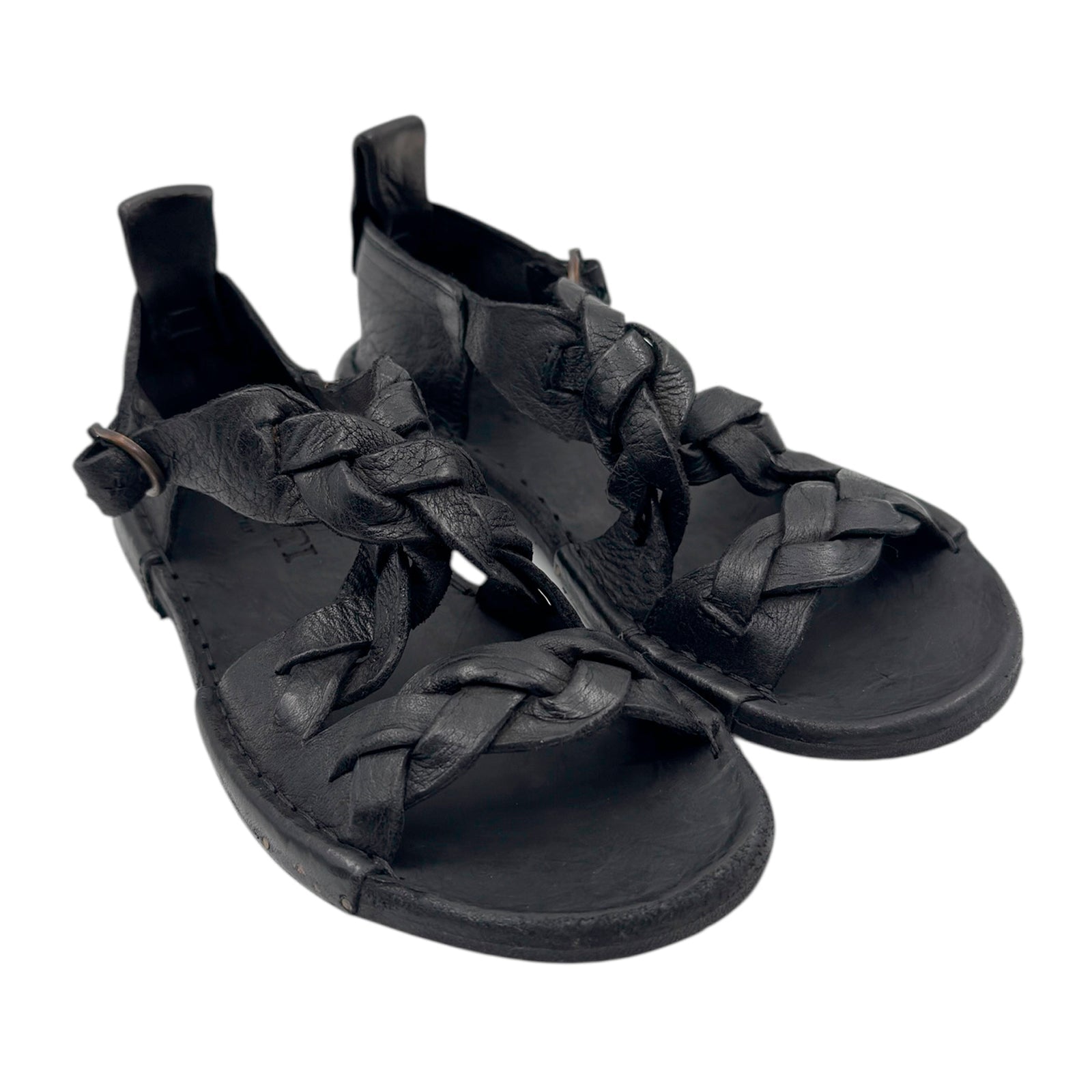 Bubetti 3446 Sort Patina remsandal med krydsende remme og hælkappe