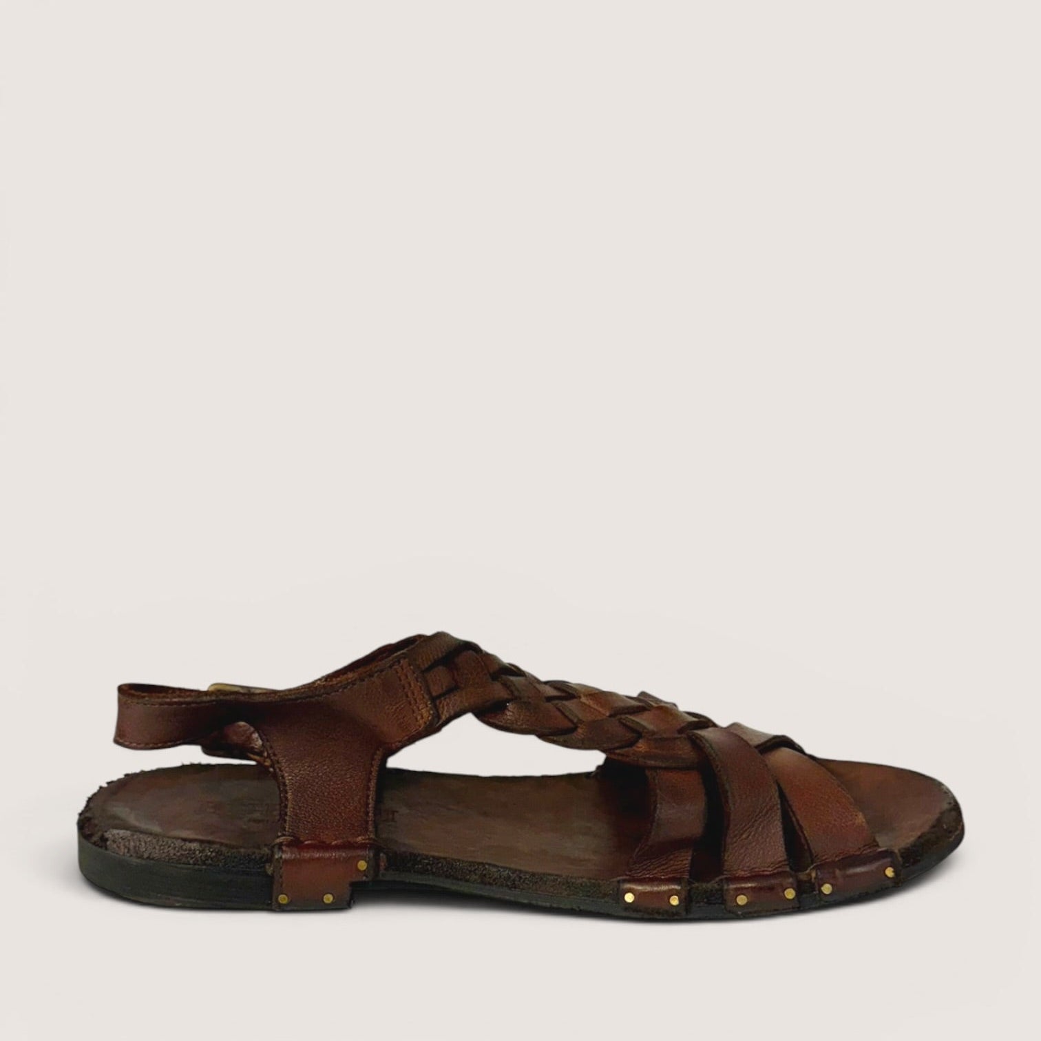 Bubetti 3456 Kastanje Patina rem sandal med flet