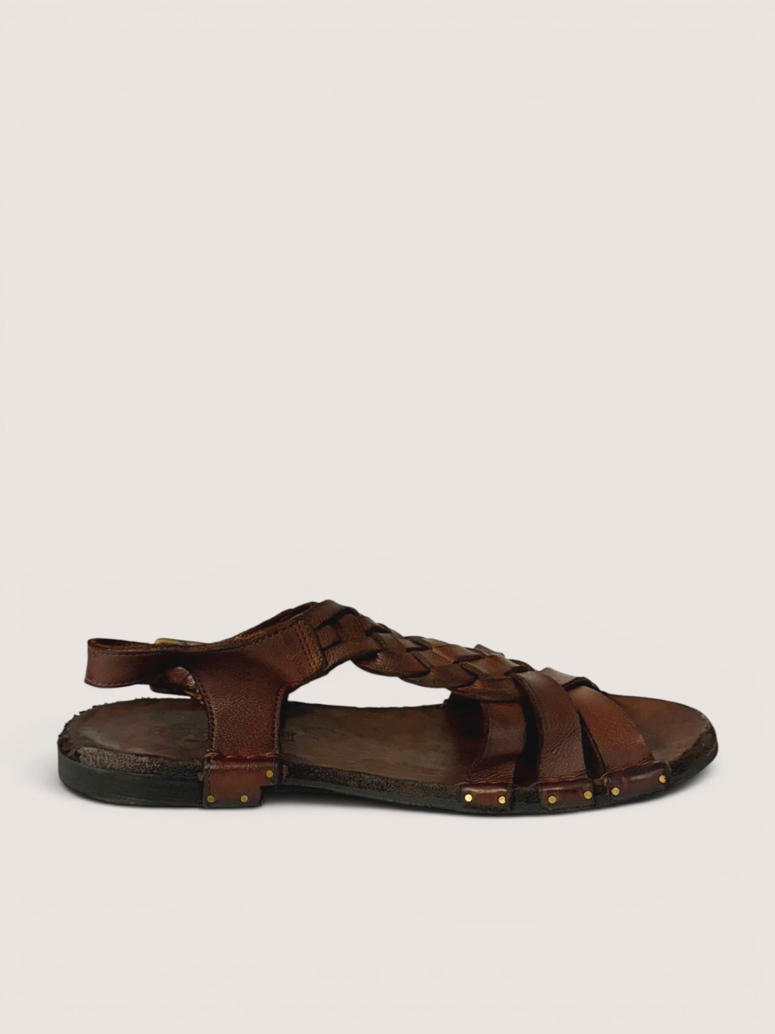 Bubetti 3456 Kastanje Patina rem sandal med flet