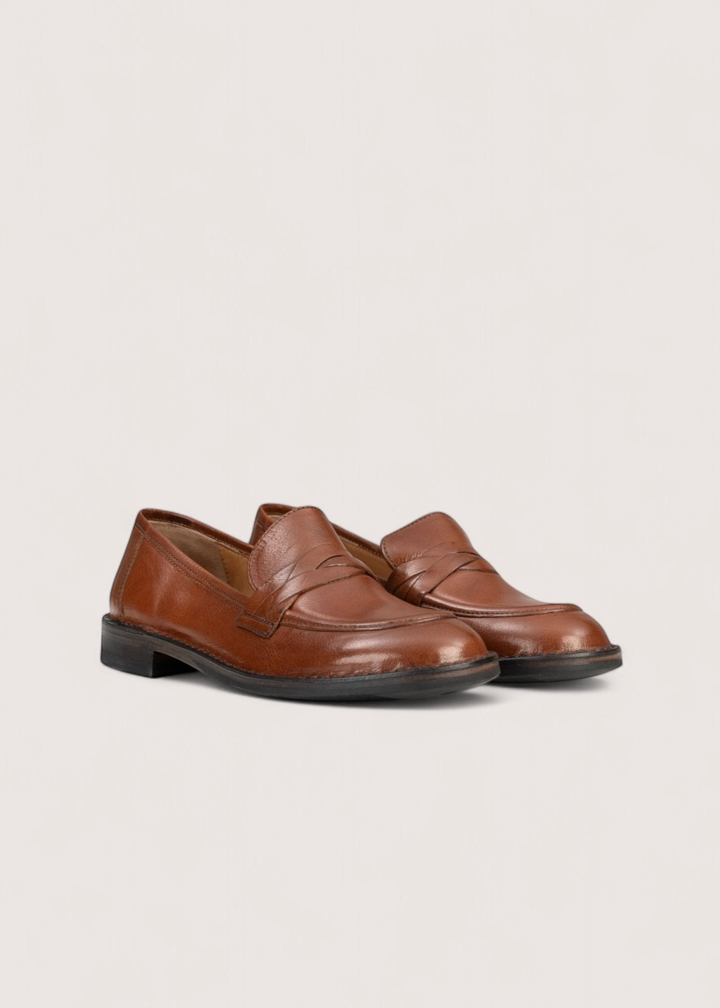 Bubetti 9748 cognac klassisk loafer med dekorative skind detaljer