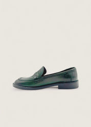Bubetti 9748 grøn Klassisk loafer med dekorative skind detaljer