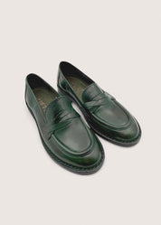 Bubetti 9748 grøn Klassisk loafer med dekorative skind detaljer