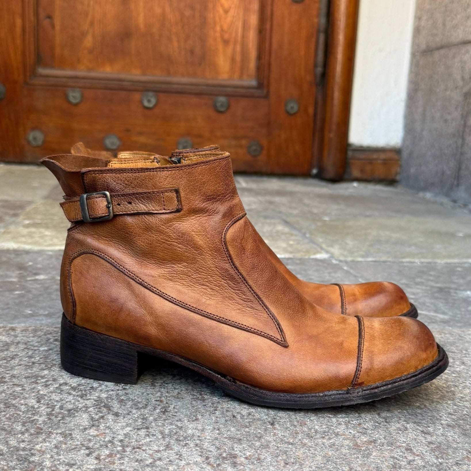 Bubetti 9849 Lux cognac vasket støvle med spænde