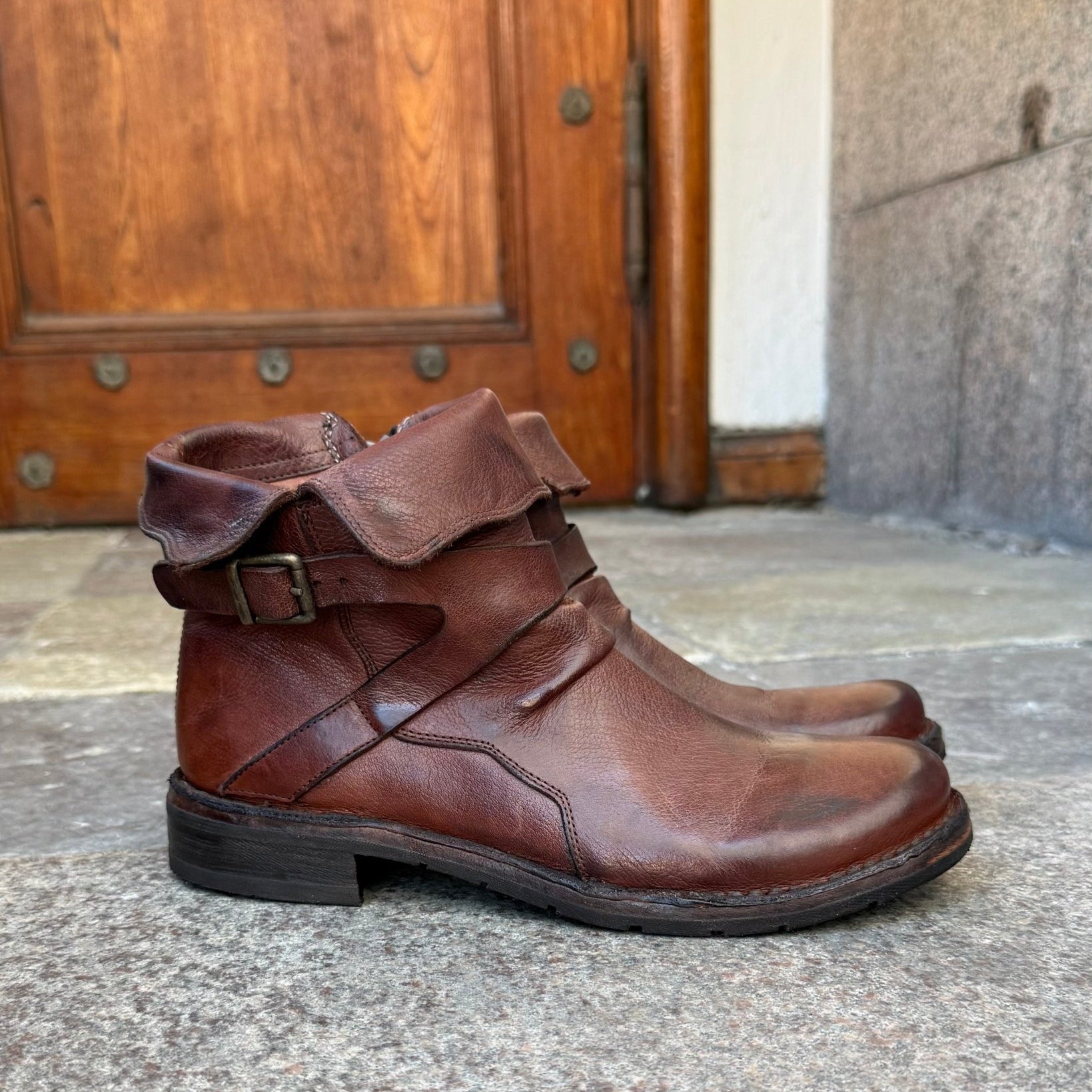 Bubetti 9895 kastanje kort støvle med rem