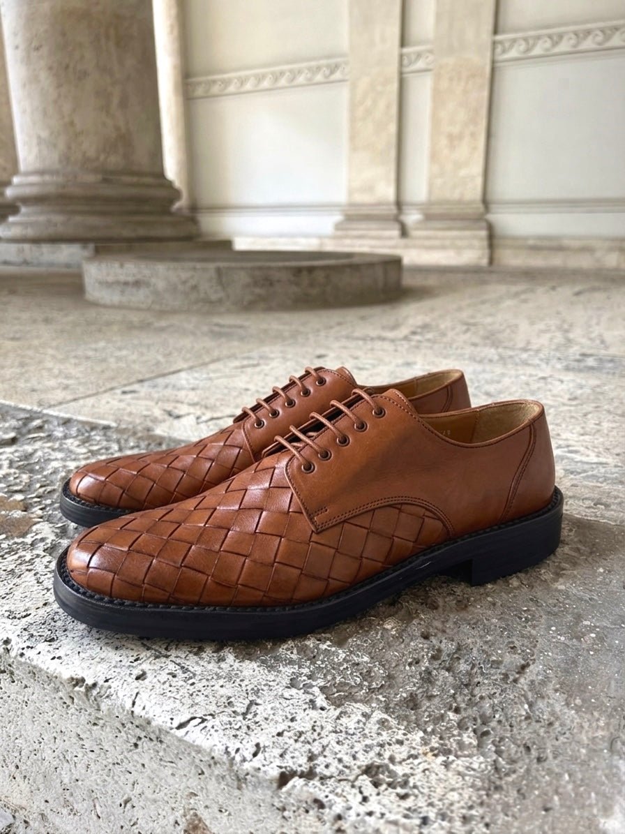 Bubetti herre 8119 cognac håndflettet snøresko