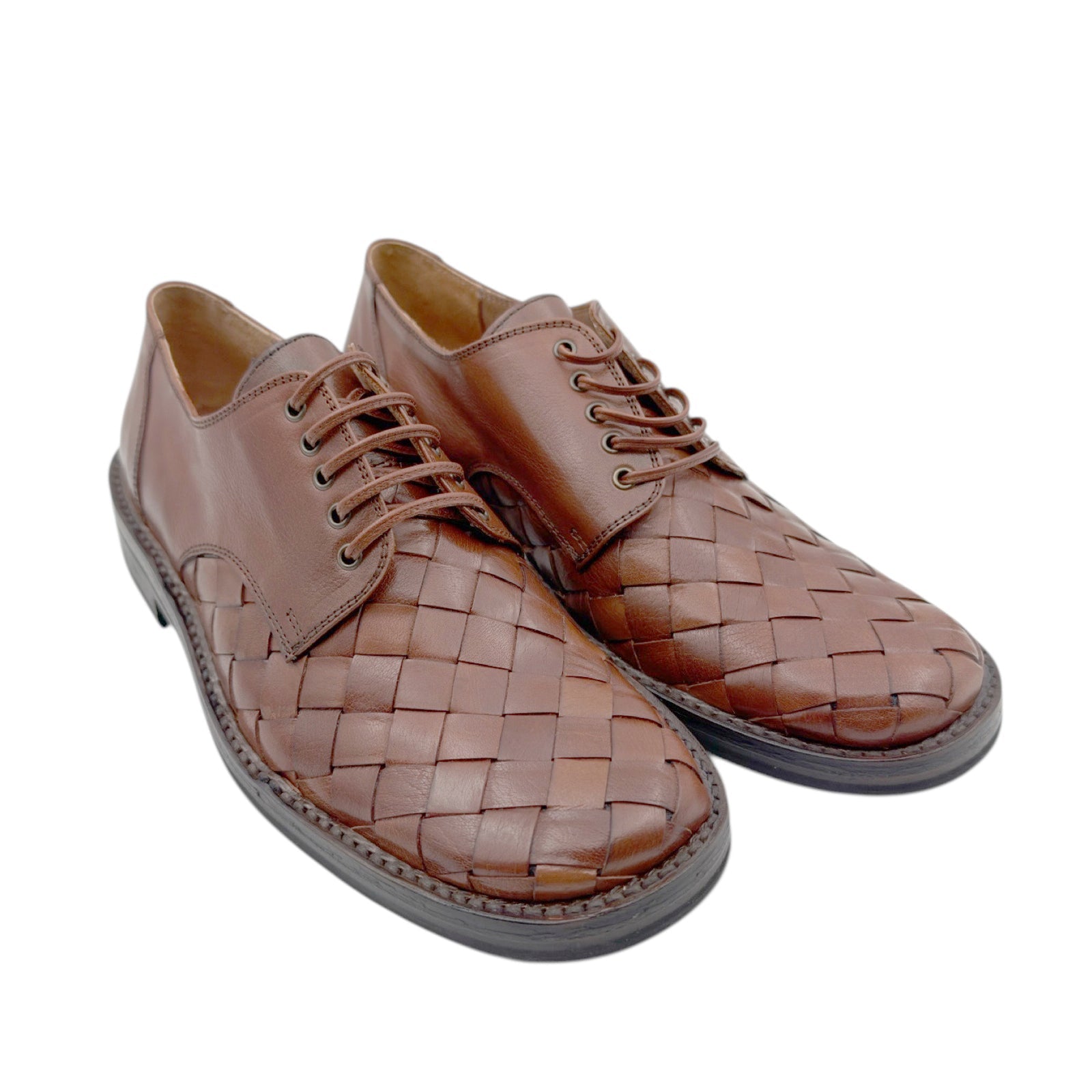 Bubetti herre 8119 cognac håndflettet snøresko