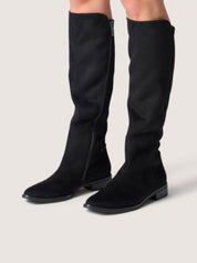 Paul Green 8254-000 sort lang ruskind stretch støvle