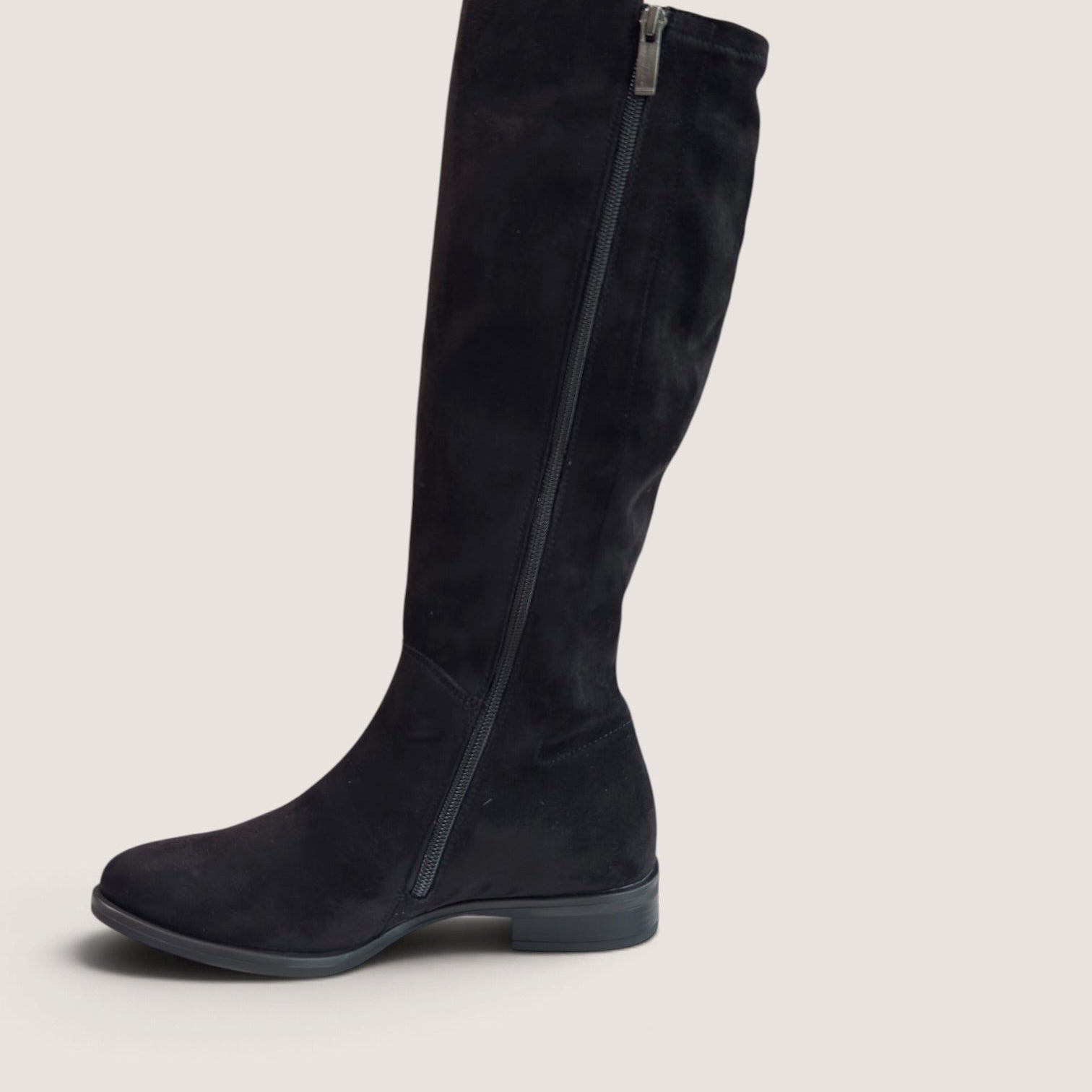 Paul Green 8254-000 sort lang ruskind stretch støvle