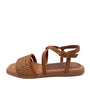 Unisa Cheval Cognac Flad Sandal med Ankelrem og Flet Foran