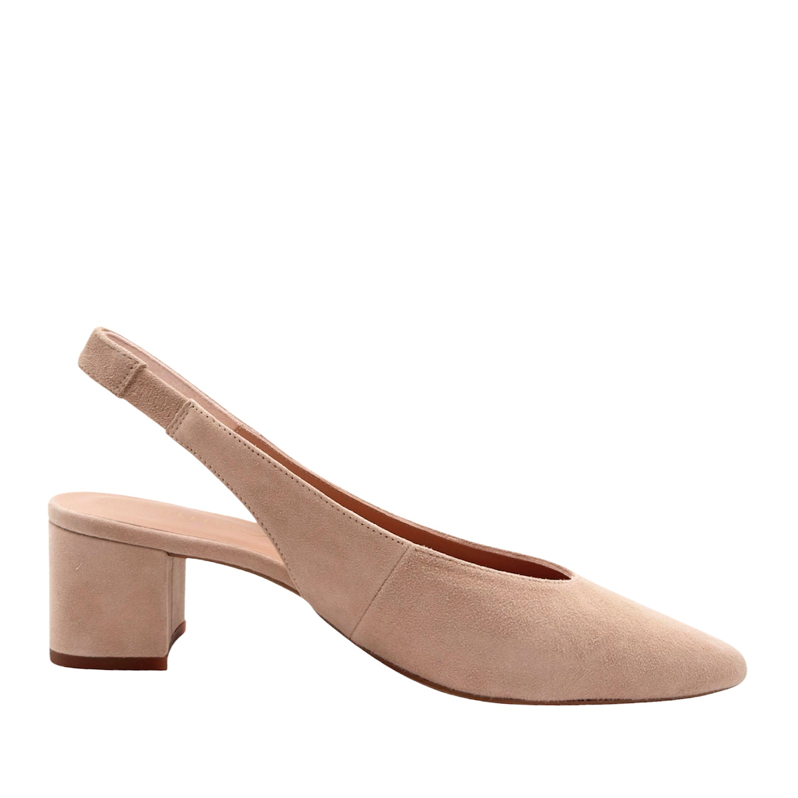 Unisa Jensen Slingback Pump i Taupe Ruskind På 5 cm Betrukket Hæl