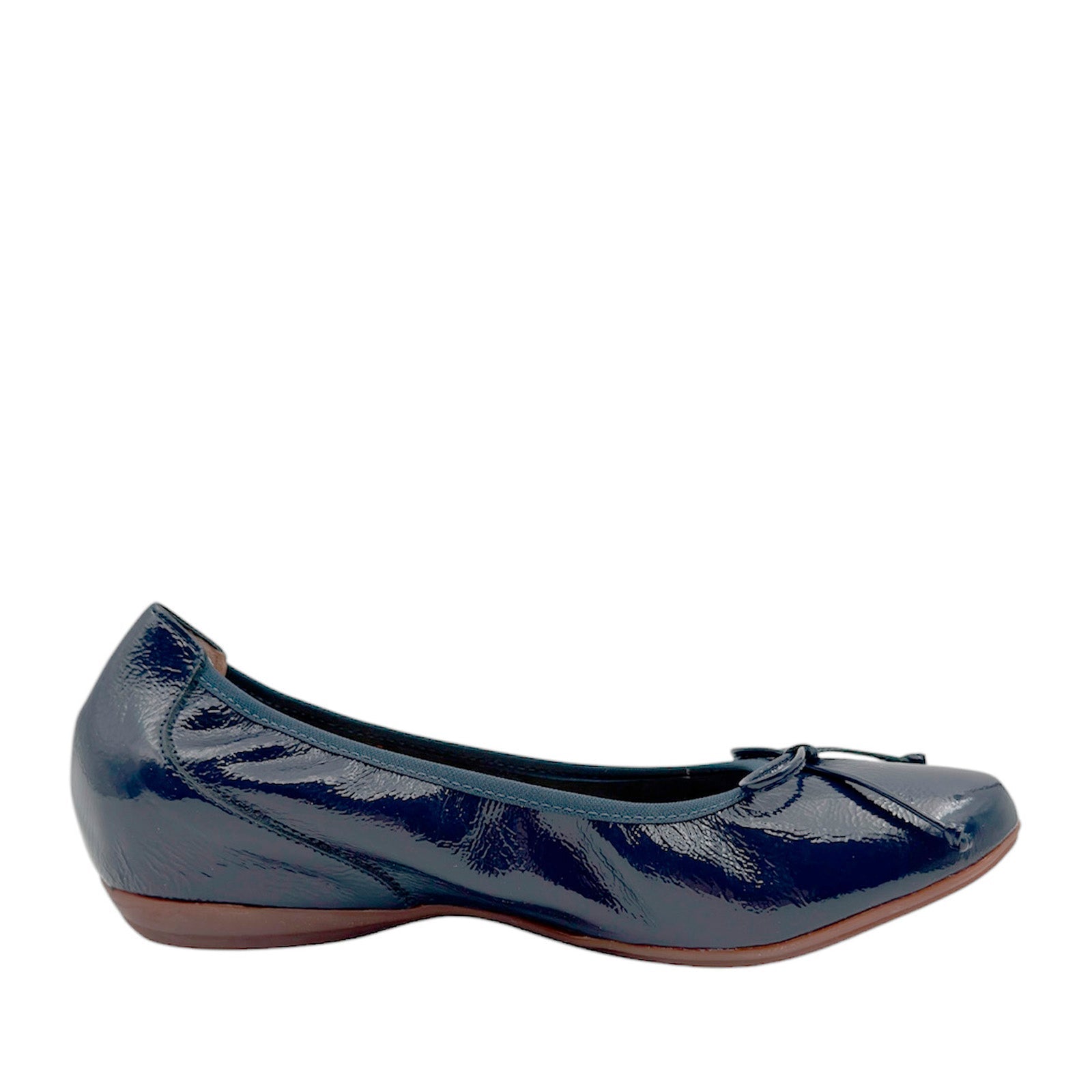 Wonders A - 30130 Ballerina med indbygget kilehæl navy lak skind