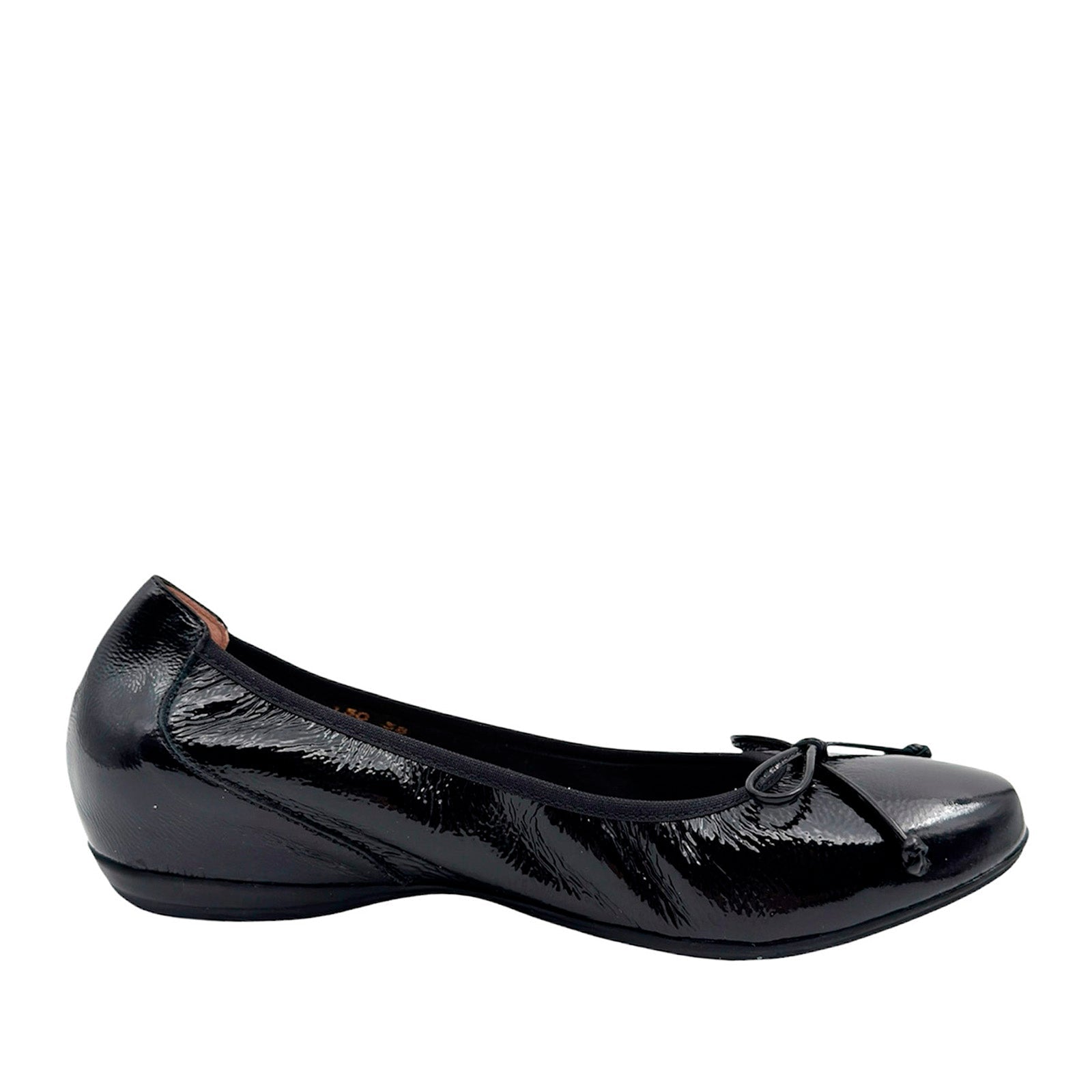 Wonders A - 30130 Ballerina med indbygget kilehæl sort lak skind