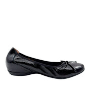 Wonders A - 30130 Ballerina med indbygget kilehæl sort lak skind