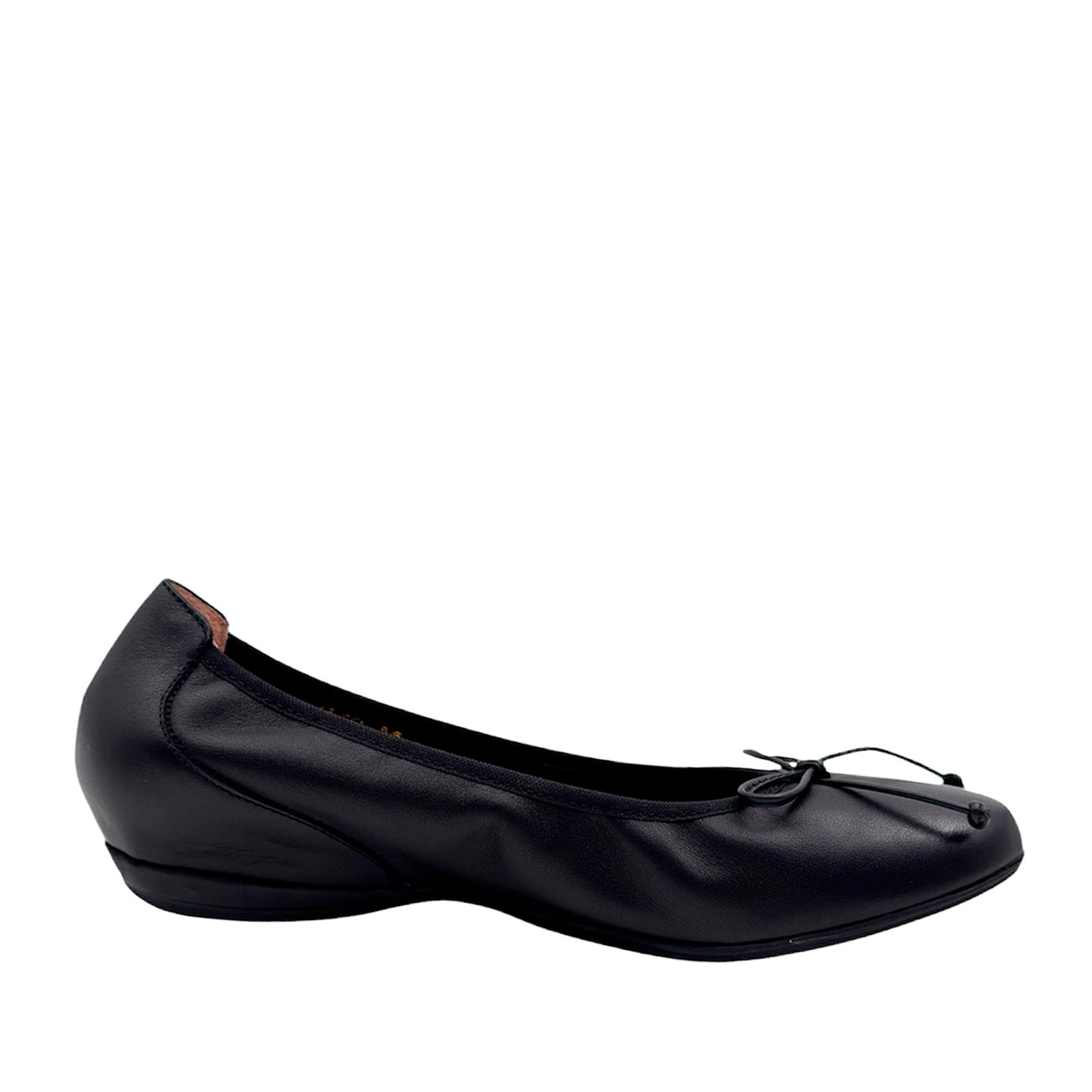 Wonders A - 30130 Ballerina med indbygget kilehæl sort skind