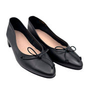 Wonders B - 9701 Blød ballerina pump på lav hæl med lille sløjfe i sort skind