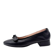 Wonders B - 9704 Blød ballerina pump på lav hæl med sløjfe i sort skind