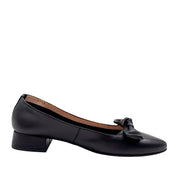 Wonders B - 9704 Blød ballerina pump på lav hæl med sløjfe i sort skind
