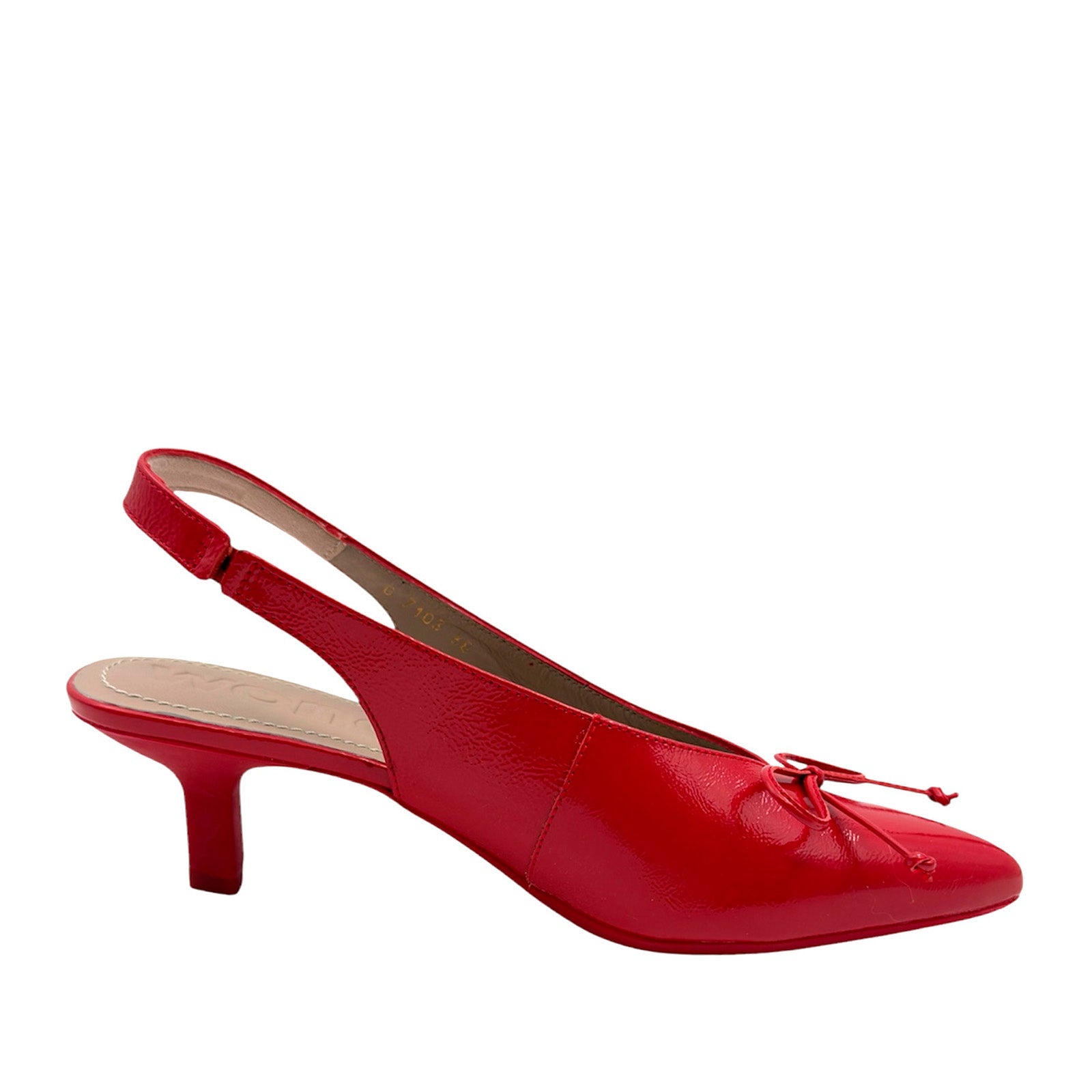 Wonders G - 7103 Slingback pump med lille sløjfe i rød lak skind