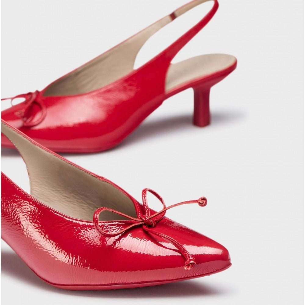 Wonders G - 7103 Slingback pump med lille sløjfe i rød lak skind