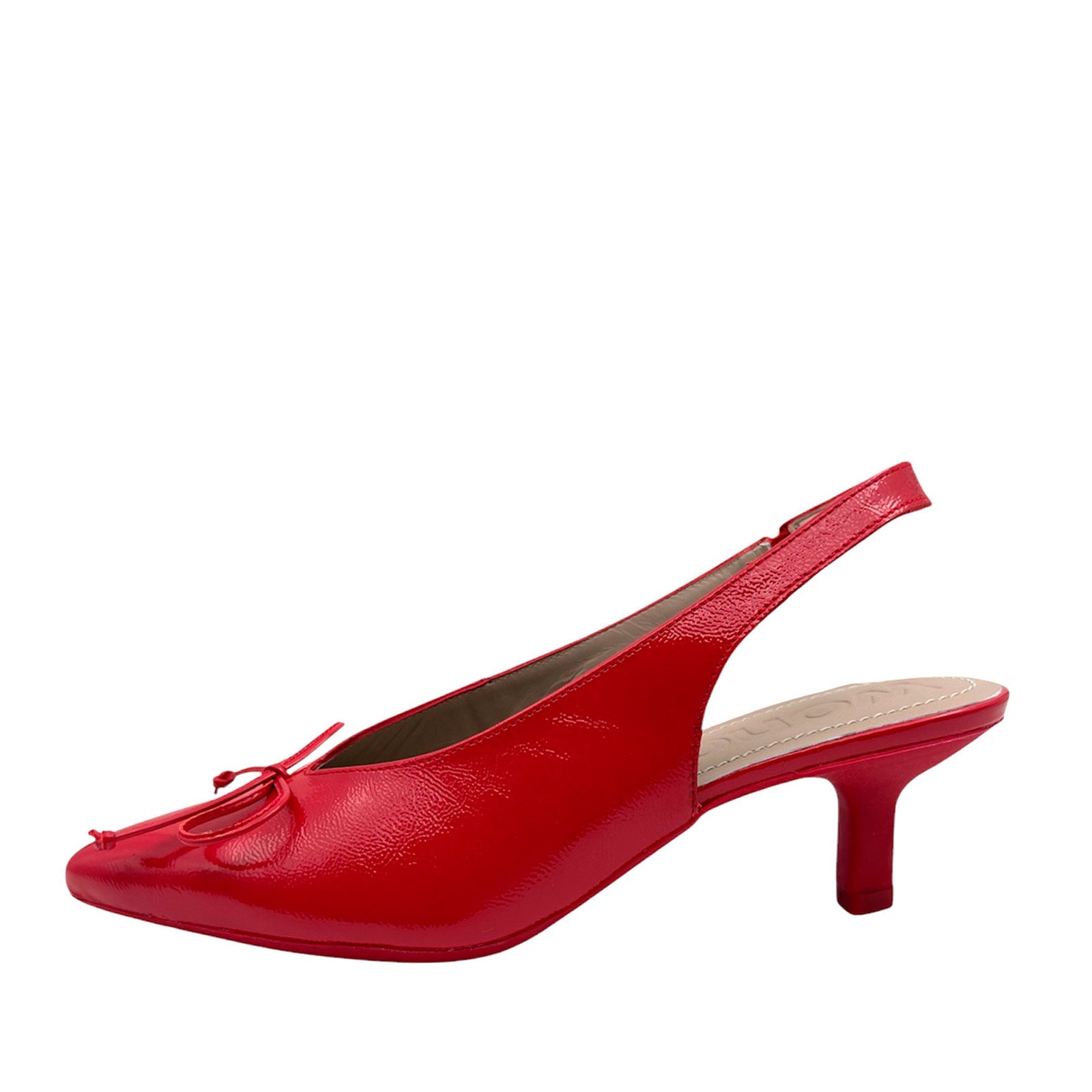 Wonders G - 7103 Slingback pump med lille sløjfe i rød lak skind