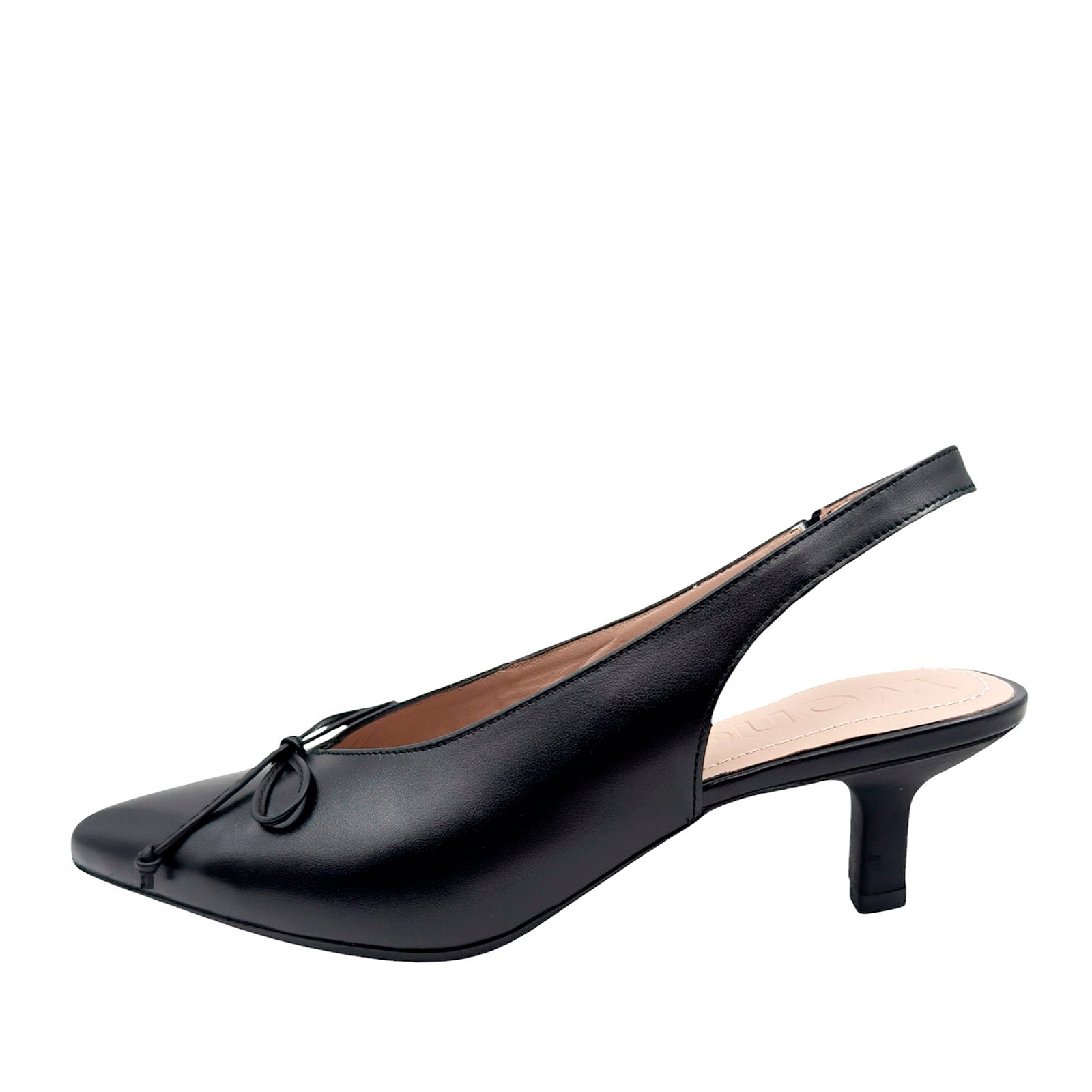 Wonders G - 7103 Slingback pump med lille sløjfe i sort skind
