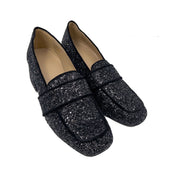 Angulus 1647-101 Loafer sort glitter med hæl