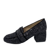 Angulus 1647-101 Loafer sort glitter med hæl