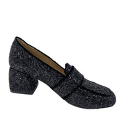 Angulus 1647-101 Loafer sort glitter med hæl