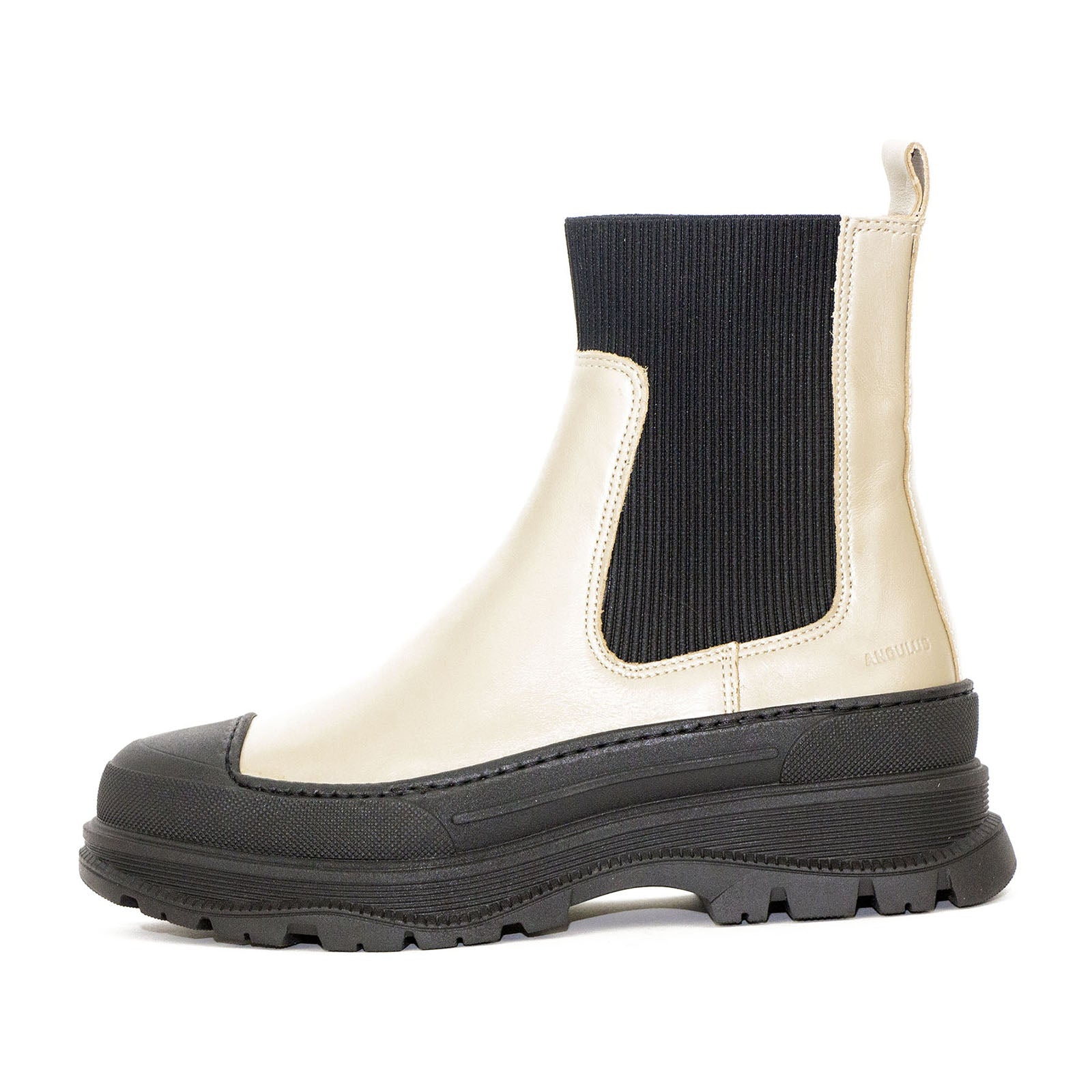 Angulus 7708 Beige Dame Skind Støvle med elastik