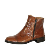 Bubetti 2531 Cognac flettet damestøvle med dobbelt lynlås