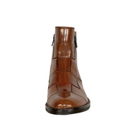 Bubetti 2531 Cognac flettet damestøvle med dobbelt lynlås
