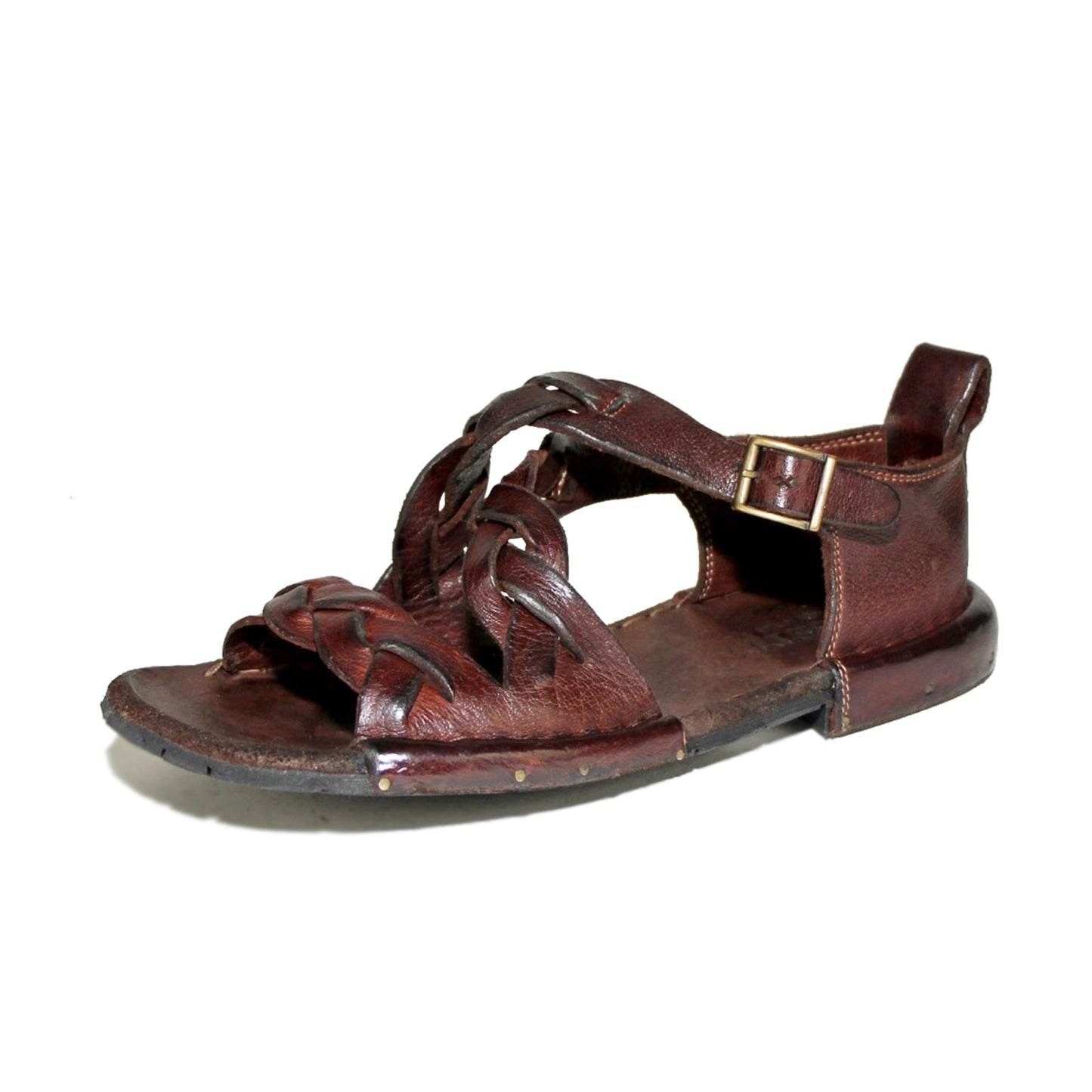 Bubetti 3446 Kastanjebrun sandal med håndflettede remme