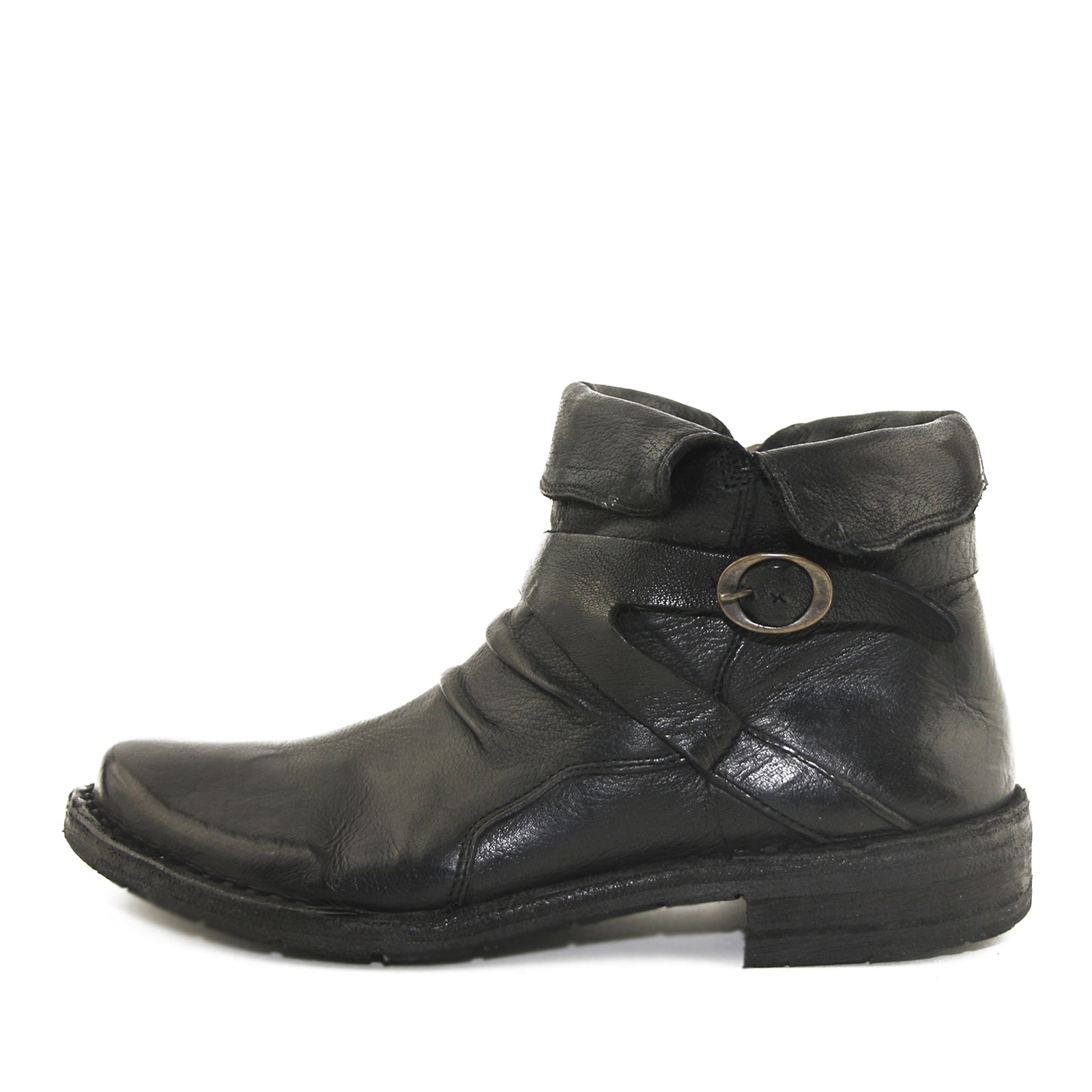 Bubetti 9895 Lux Nero Sort Damestøvle med Rem og Bred Snude