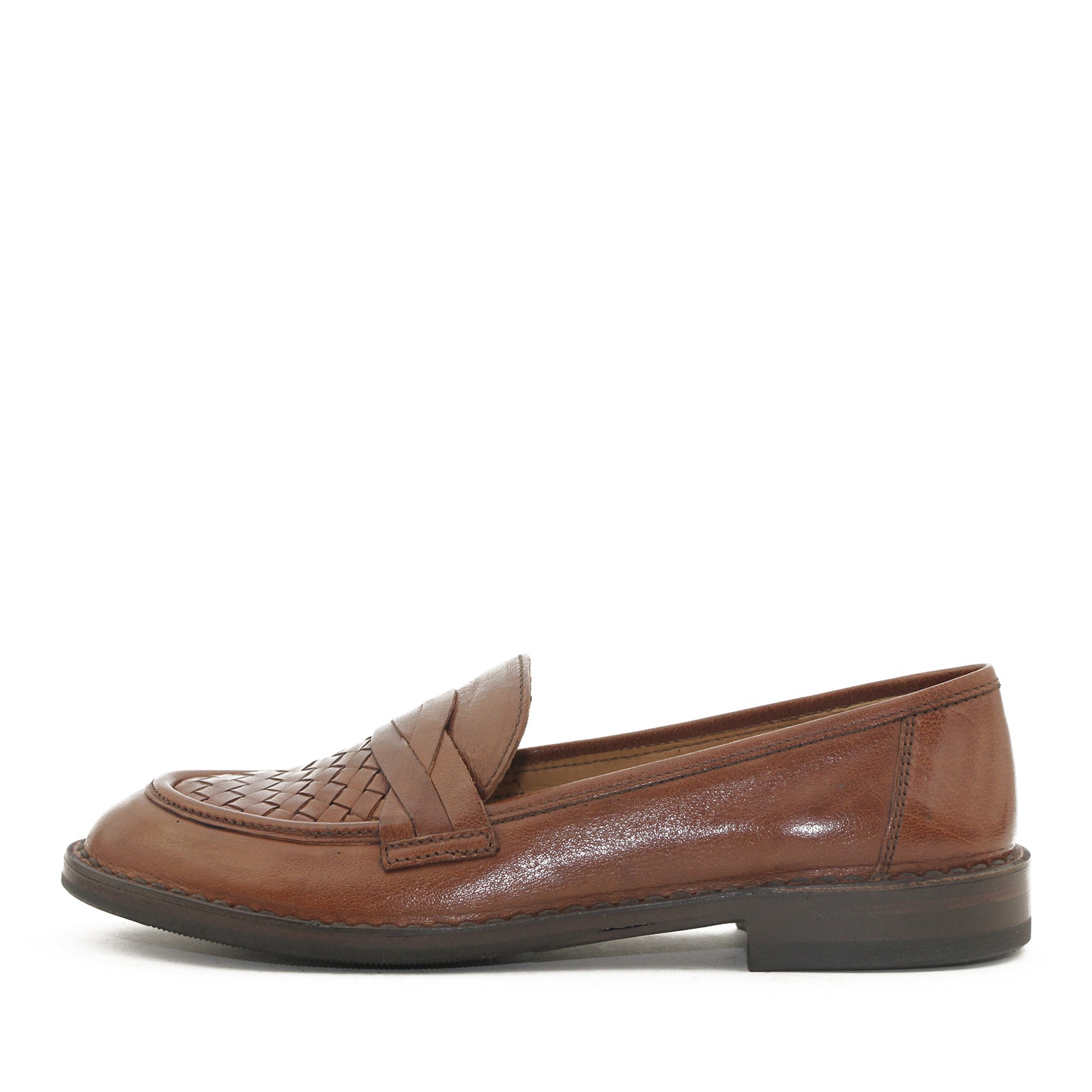 Bubetti 9912 Smart 756 Cognac Dame Loafer med Flettet Skind