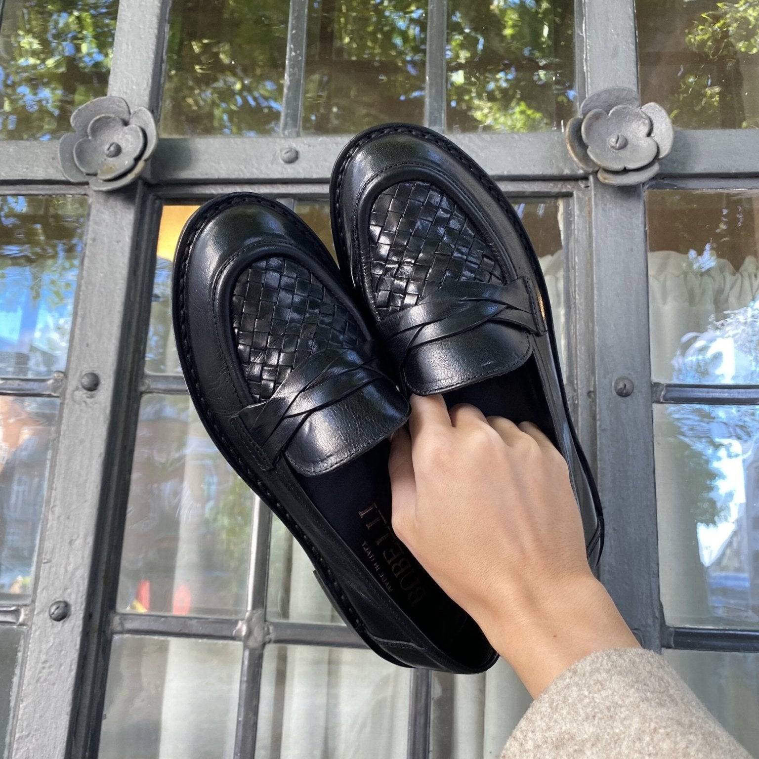 Bubetti 9912 Smart Nero Sort Dame Loafer med Flettet Skind