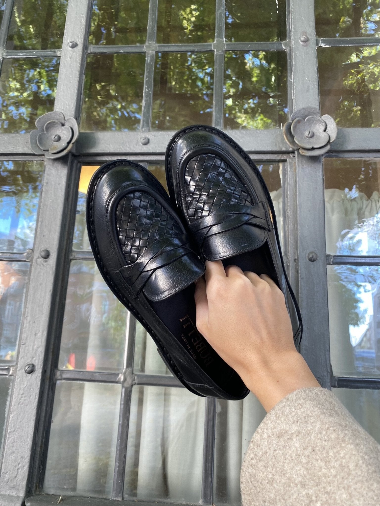 Bubetti 9912 Smart Nero Sort Dame Loafer med Flettet Skind