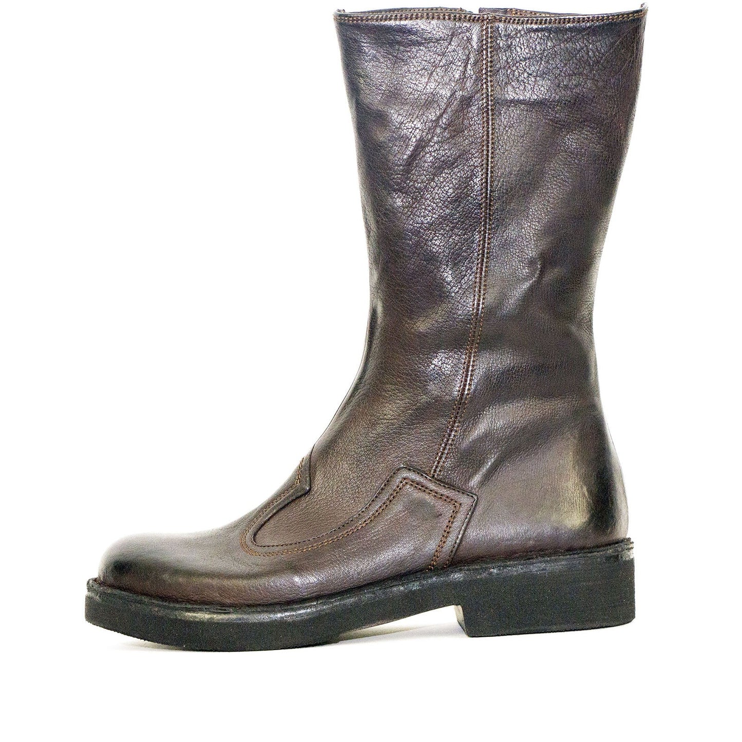 Bubetti 9978 3/4 lang mørkbrun støvle med indv. lynlås