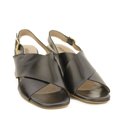 Angulus 5568 sort dame sandal med blokhæl