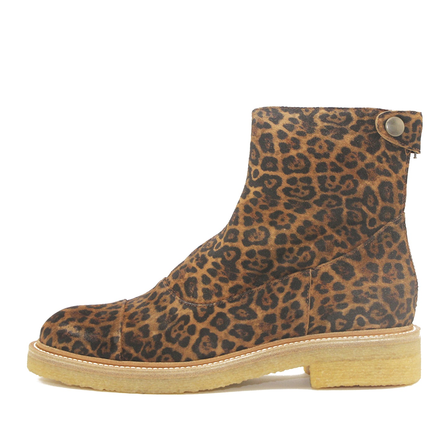 Billi Bi 3530 leopard damestøvle med knaprem bagtil