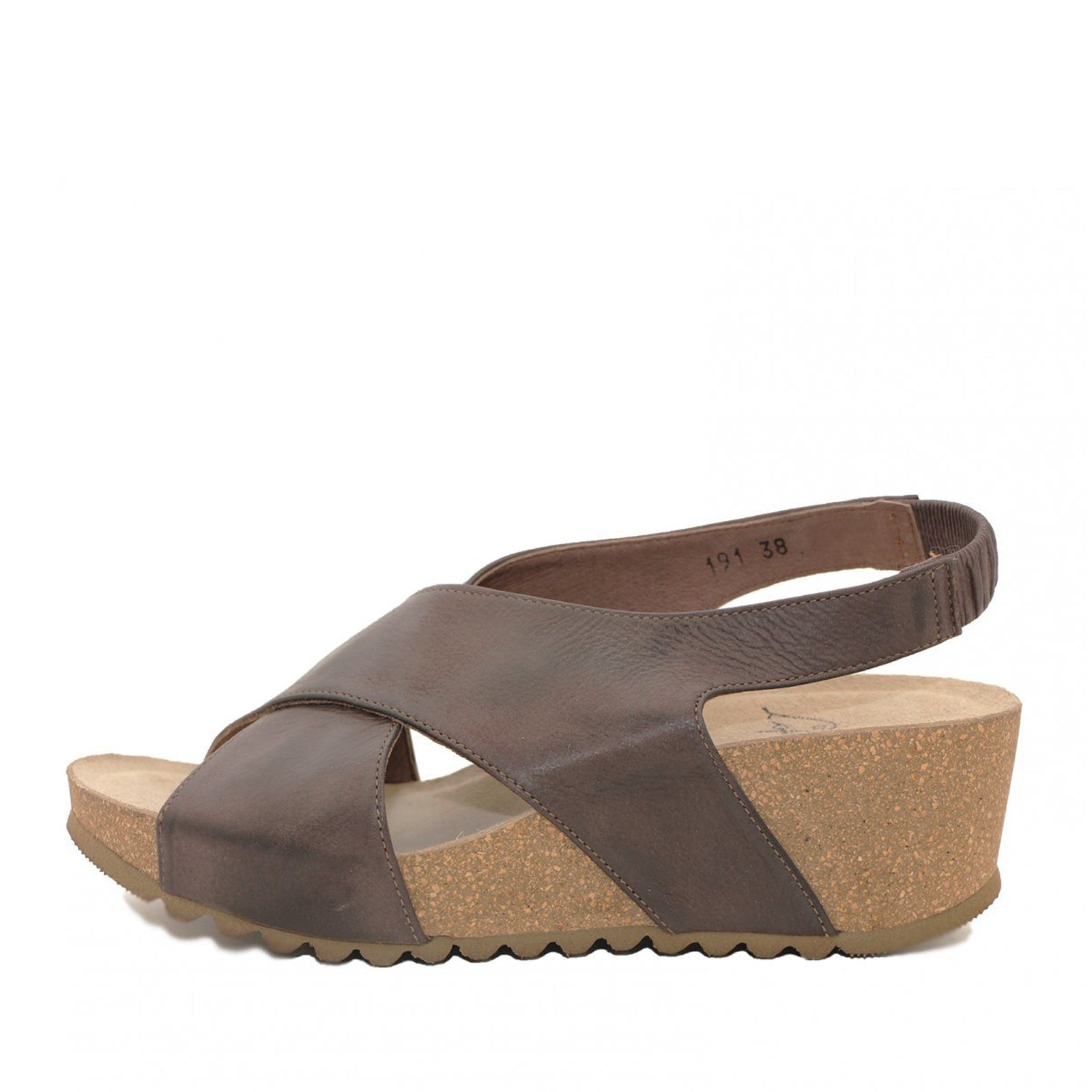 Lofina E5-191 brun dame sandal med kilehæl