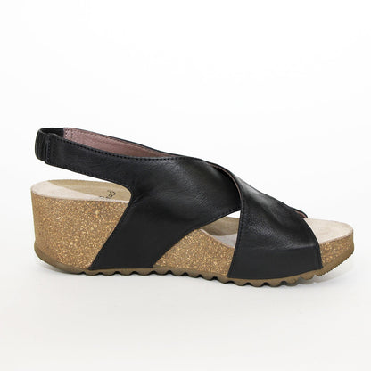 Lofina E5-191 sort dame sandal med kilehæl